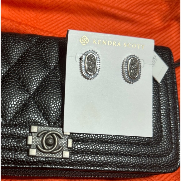 NEW KENDRA SCOTT Baguette Ellie Stud Earrings SILVER DIAMOND ROCK STONE GEMSTONE - Picture 11 of 13